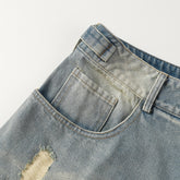 Heavy Industry Hole Washing Denim Shorts Men